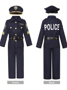 Police Officer Navy Blue Halloween Costume Size 3T - 4T with Cop Accessories